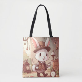 Cute White Rabbit Wonderland Whimsical Timekeeper Tygkasse