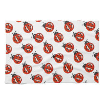 Cute White & Red Ladybug Kitchen Towel