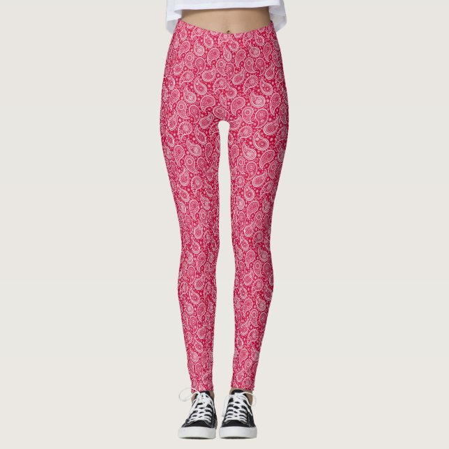 Cute white red paisley mönster Fodral-Mate iPhone  Leggings (Framsida)