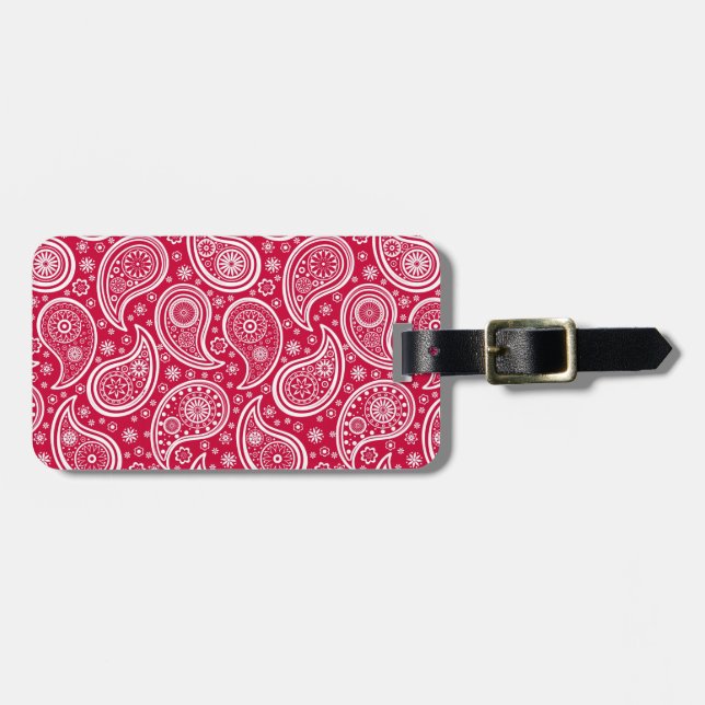 Cute white red paisley pattern Case-Mate iPhone ca Bagagebricka (Horisontell Framsida)