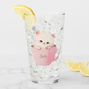 Cute White Rosa Cat i Tea Kopp