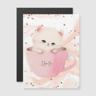 Cute White Rosa Cat i Tea Kopp