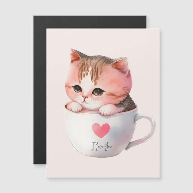 Cute White-Rosa Cat i Tea Kopp (2) (Fram/baksida)