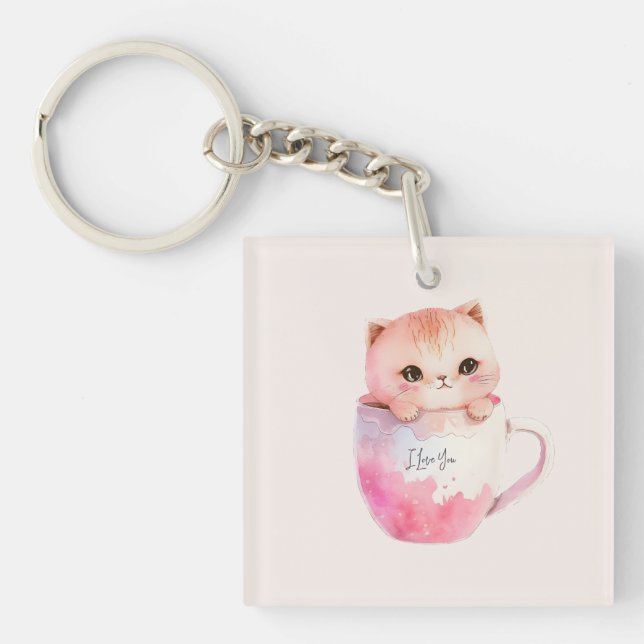 Cute White-Rosa Cat i Tea Kopp (2) (Framsidan)