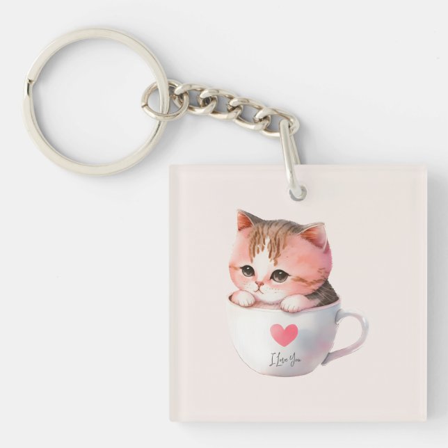 Cute White-Rosa Cat i Tea Kopp (2) (Framsidan)