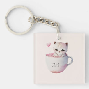 Cute White-Rosa Cat i Tea Kopp (4)