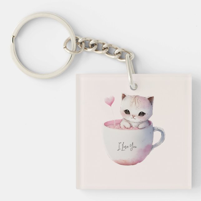 Cute White-Rosa Cat i Tea Kopp (4) (Framsidan)