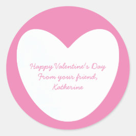 Cute white rosa eart classroom Valentine Day Runt Klistermärke