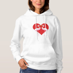 Cute White Rosa Flamingos med rött hjärta T Shirt