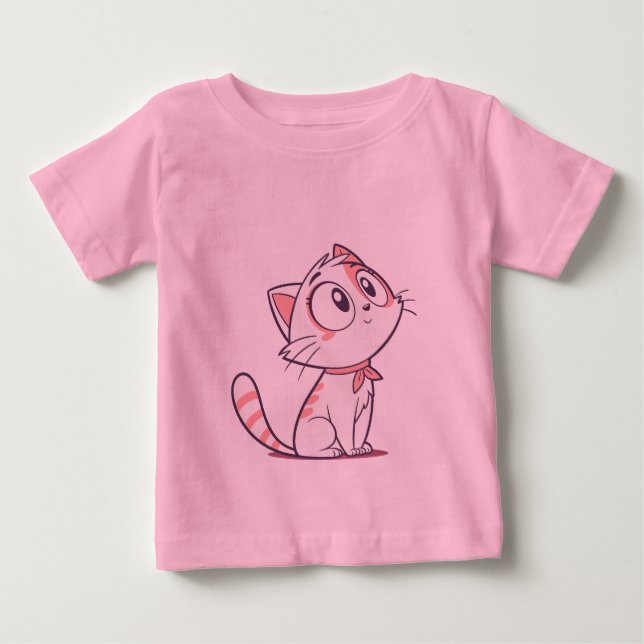 Cute White & Rosa Kitten - Baby T-Shirt (Framsida)