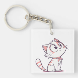 Cute White & Rosa Kitten Tecknad - Kids Acrylic