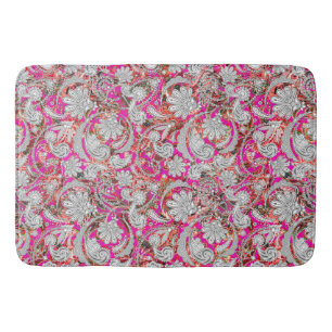 Cute white rosa paisley mönster badrumsmatta