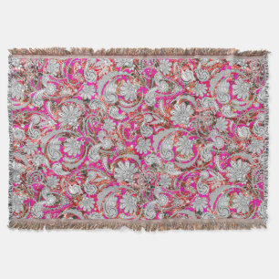 Cute white rosa paisley mönster filt