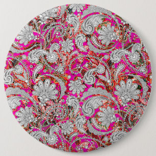 Cute white rosa paisley mönster knapp