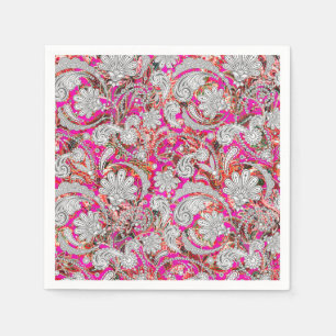 Cute white rosa paisley mönster pappersservett