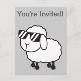 Cute White Sheep-Tecknad Inbjudan Vykort