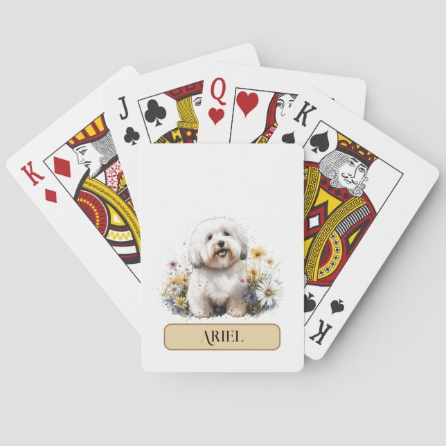Cute White Shih Tzu Puppy med Daisie, Personalize Casinokort (Baksidan)