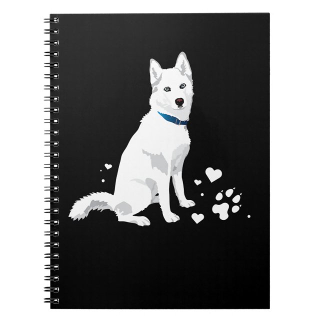 Cute White Siberian husky - Sweet White Snö Hund Anteckningsbok (Framsidan)
