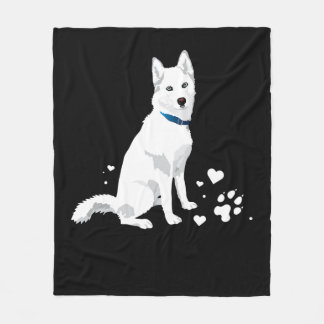Cute White Siberian husky - Sweet White Snö Hund Fleecefilt