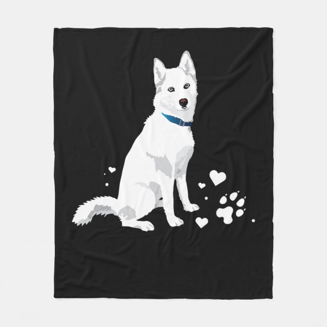 Cute White Siberian husky - Sweet White Snö Hund Fleecefilt (Framsidan)