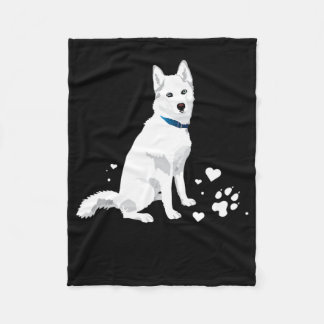 Cute White Siberian husky - Sweet White Snö Hund Fleecefilt
