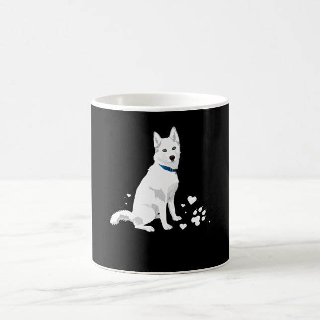 Cute White Siberian husky - Sweet White Snö Hund Kaffemugg (Center)
