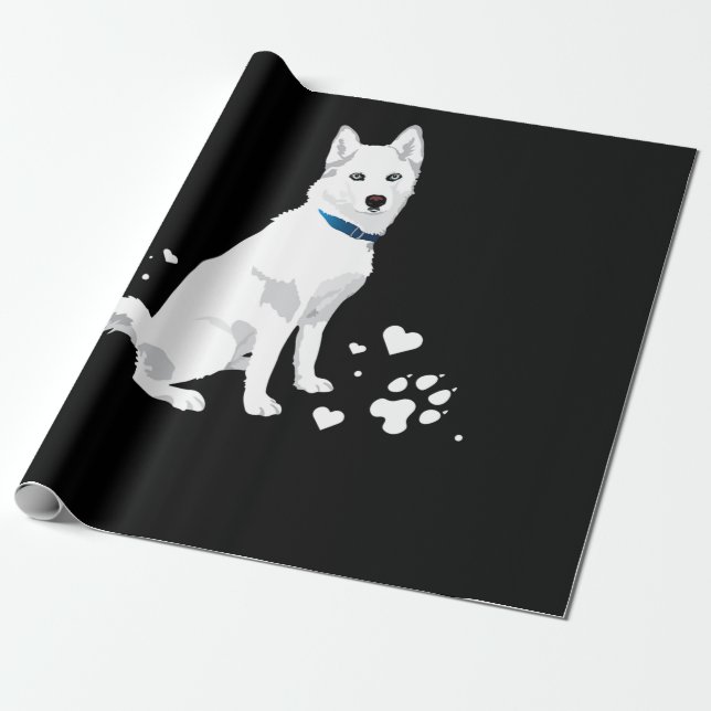 Cute White Siberian husky - Sweet White Snö Hund Presentpapper (Utrullad)