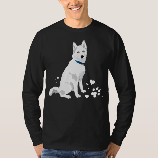 Cute White Siberian husky - Sweet White Snö Hund T Shirt (Framsida)