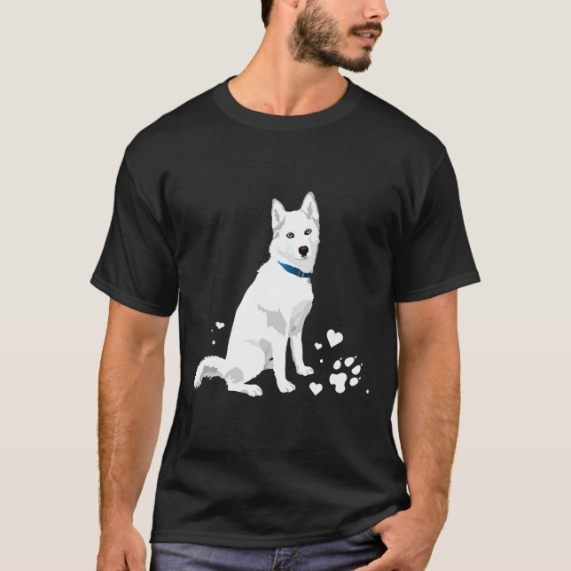 Cute White Siberian husky Sweet White Snö Hund T Shirt (Framsida)
