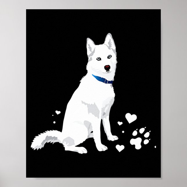 Cute White Siberian Husky Sweet White Snow Dog  Poster (Framsidan)
