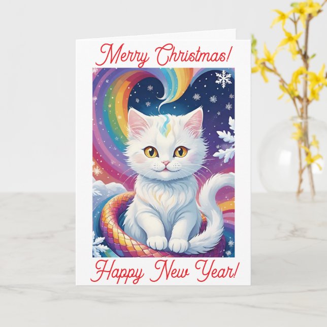 Cute White Snö, julkalender 2025 Kort (Gul blomma)