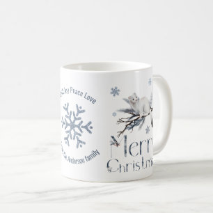 Cute White Stoat A Gren, God jul Kaffemugg