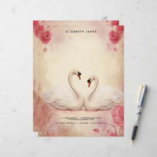 Cute White Svan Vintage Valentines day Personized Brevhuvud