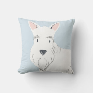 Cute white tecknad Scottish Terrier mycket bra lad Kudde