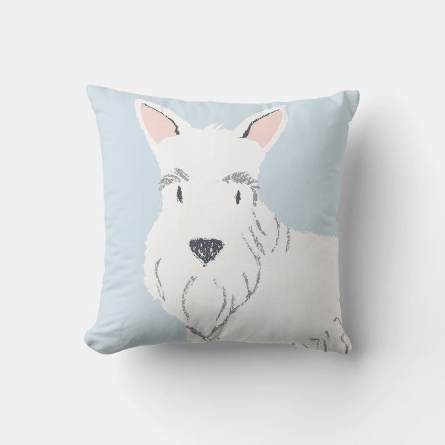 Cute white tecknad Scottish Terrier mycket bra lad Kudde (Framsida)