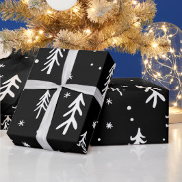 Cute White Träd Illustrations jul Mönster Presentpapper