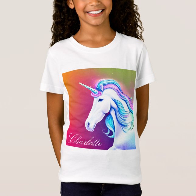 Cute White Unicorn AI Designer T-Shirt (Framsida)