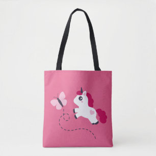 Cute White Unicorn med Butterfly Tygkasse