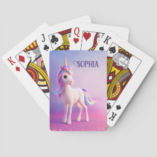 Cute White Unicorn med Rosa och Blue Mane Casinokort