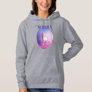 Cute White Unicorn med Rosa och Blue Mane T Shirt
