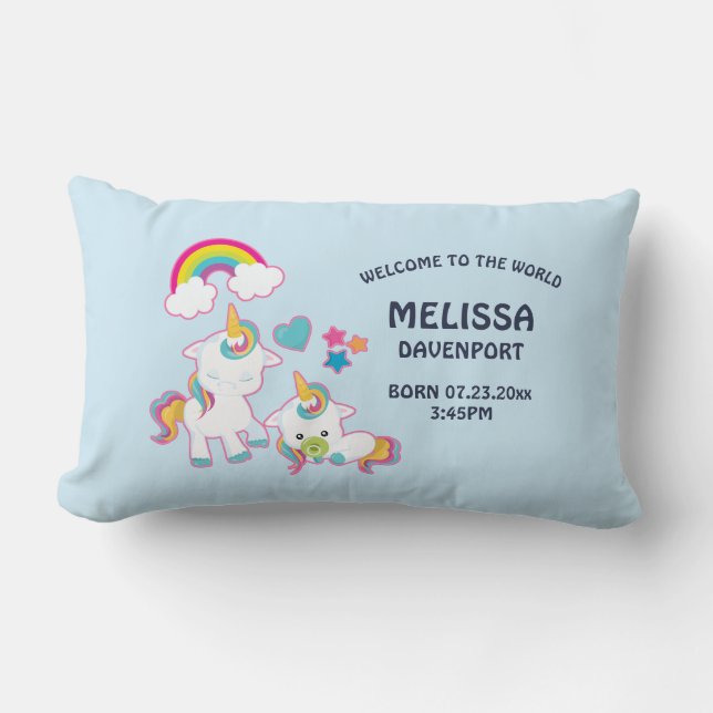 Cute White Unicorns Magic Mamma & Baby Birance Lumbarkudde (Framsida)