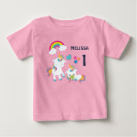 Cute White Unicorns Magic Mamma & Baby Birthday