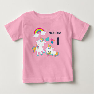 Cute White Unicorns Magic Mamma & Baby Birthday T Shirt