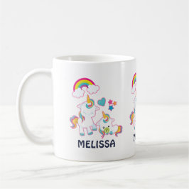 Cute White Unicorns Magic Mamma & Baby Kaffemugg