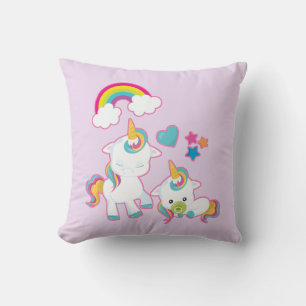 Cute White Unicorns Magic Mamma & Baby Kudde