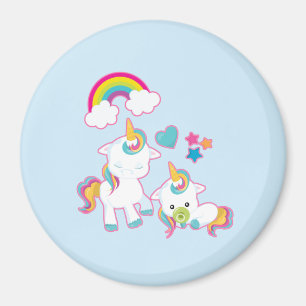 Cute White Unicorns Magic Mamma & Baby Magnet