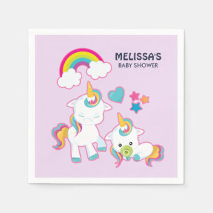 Cute White Unicorns Magic Mamma & Baby Pappersservett