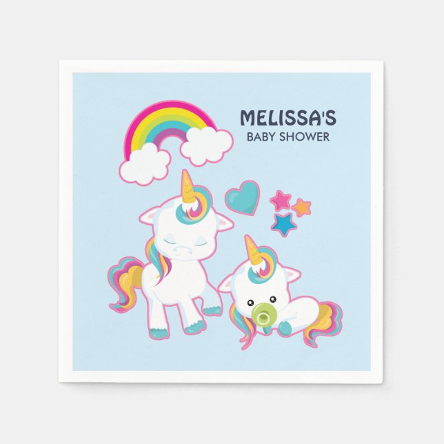 Cute White Unicorns Magic Mamma & Baby Pappersservett (Framsidan)