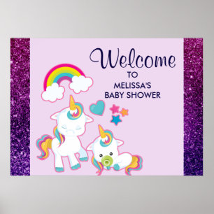 Cute White Unicorns Magic Mamma & Baby Poster