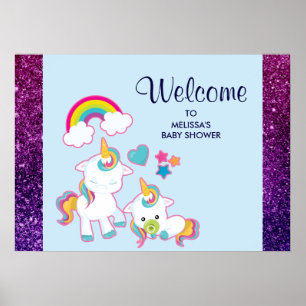 Cute White Unicorns Magic Mamma & Baby Poster